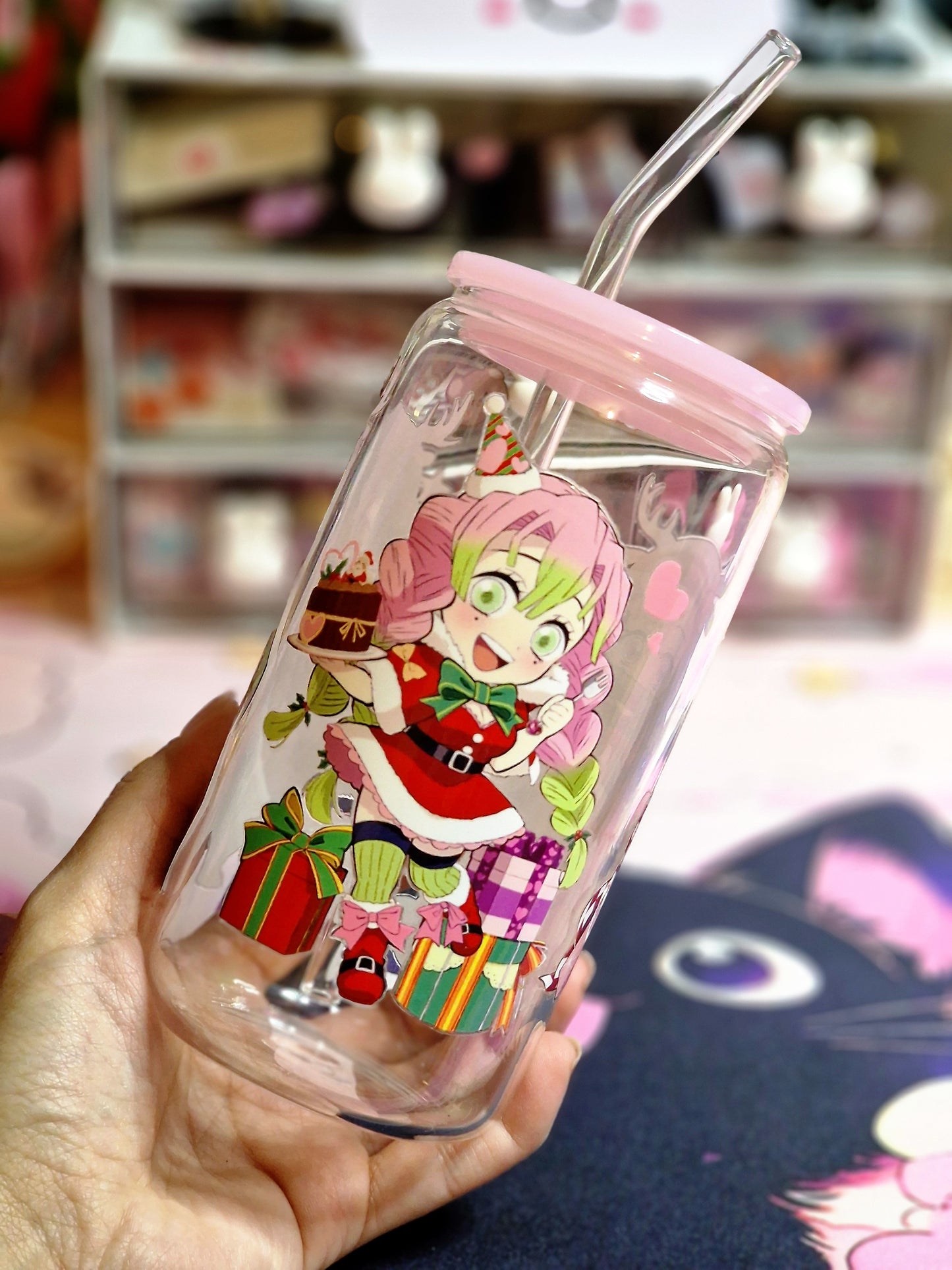 Couvercle rose - Accessoire Kawaii pour verre 16 oz (473ml)