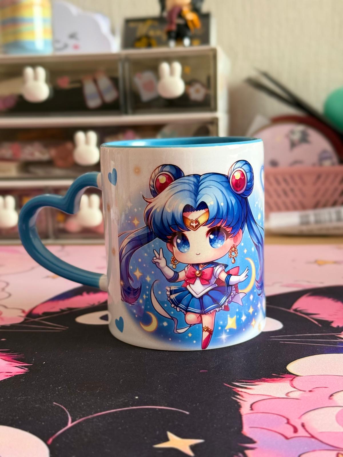 Mug Kawaii Lunaire – Poignée Cœur