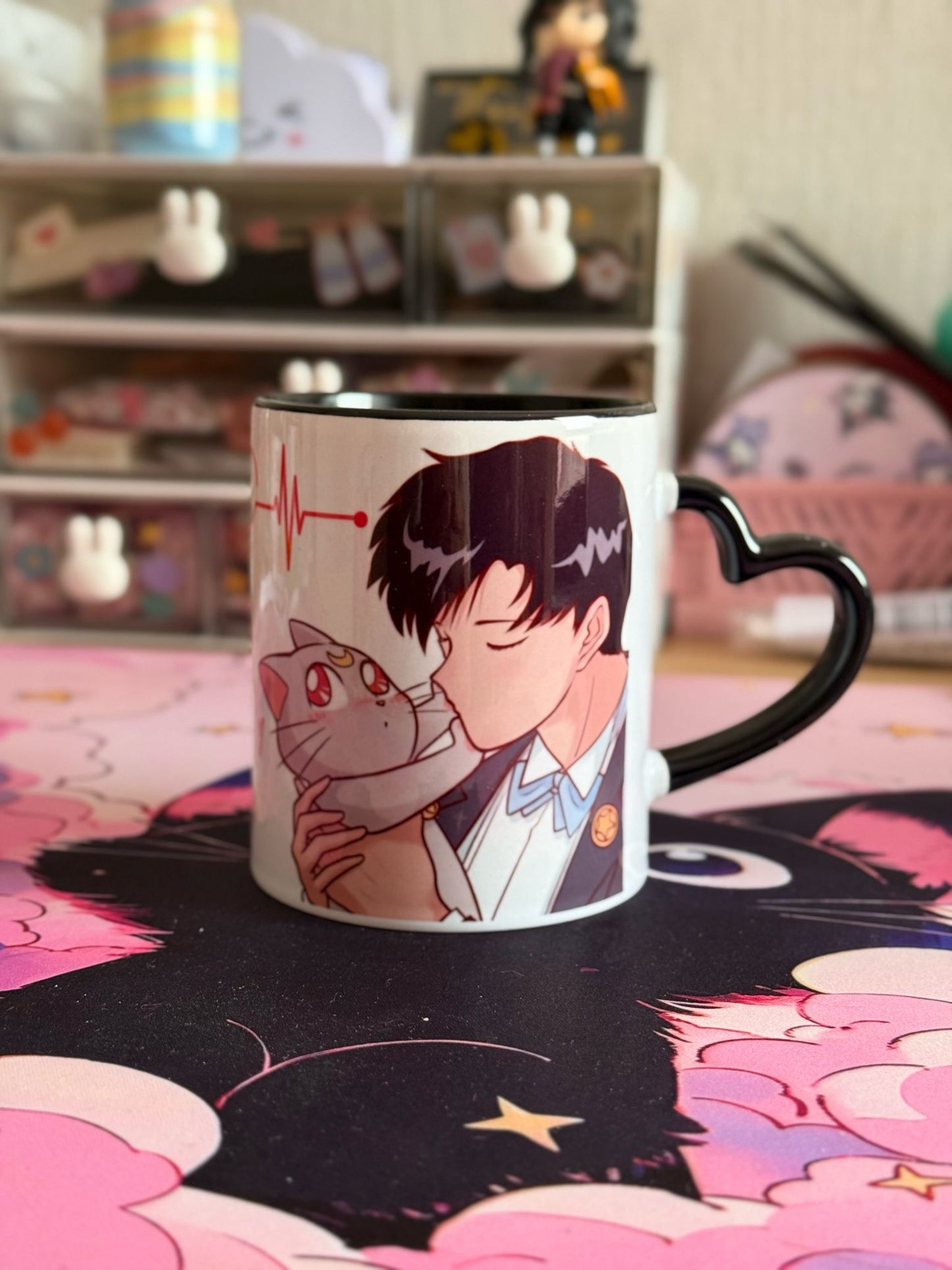Mug Love & Moonlight – Poignée Cœur Noire