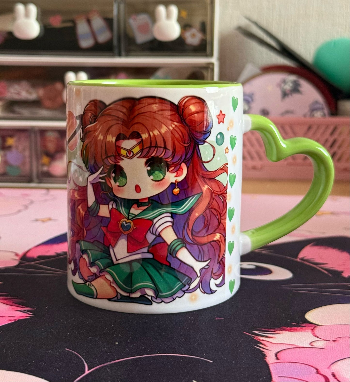 Mug Kawaii Guerrière – Poignée Cœur