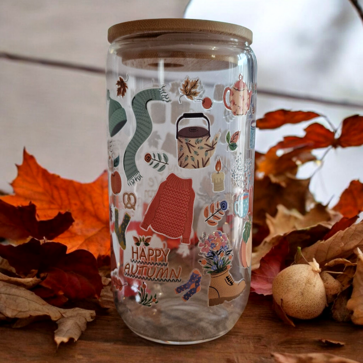 🍁 Verre 16oz (473ml)- Hello Fall Ambiance automnale cosy 🍁