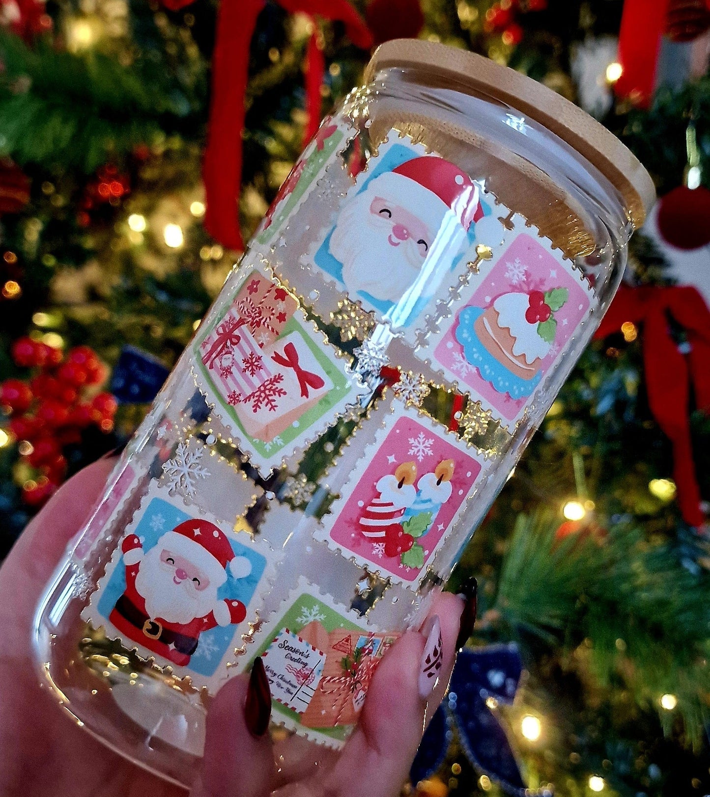 Verre 16 oz (473ml)- Christmas Stamp Cup Édition Kawaii