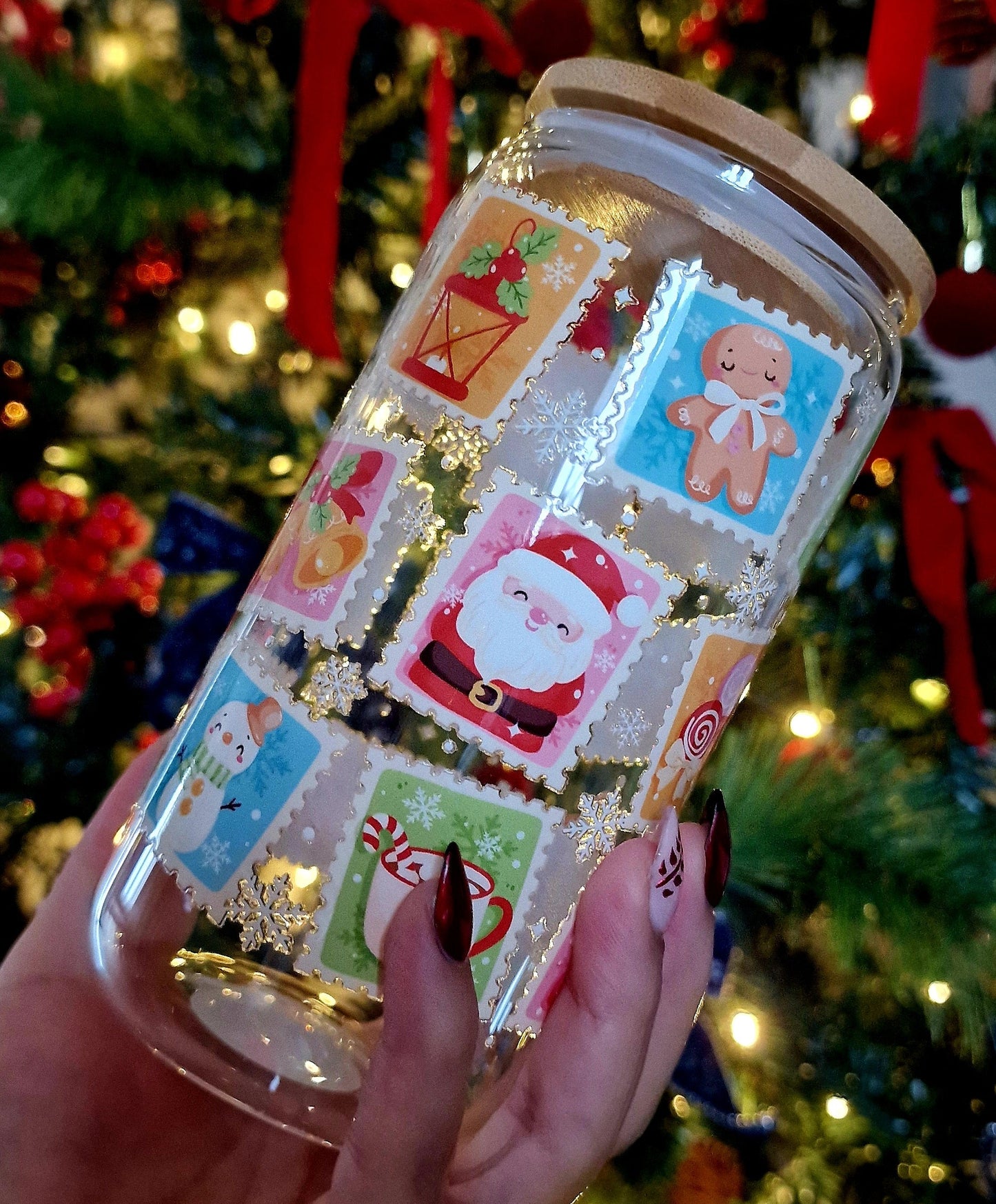 Verre 16 oz (473ml)- Christmas Stamp Cup Édition Kawaii