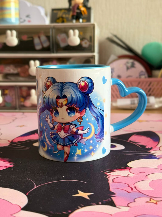 Mug Kawaii Lunaire – Poignée Cœur