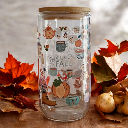 🍁 Verre 16oz (473ml)- Hello Fall Ambiance automnale cosy 🍁