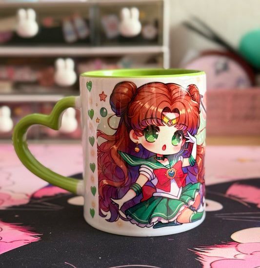 Mug Kawaii Guerrière – Poignée Cœur