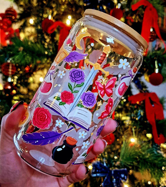 Verre 16 oz ( 473ml ) - Féerique Dragon & Roses enchantées Édition Limitée